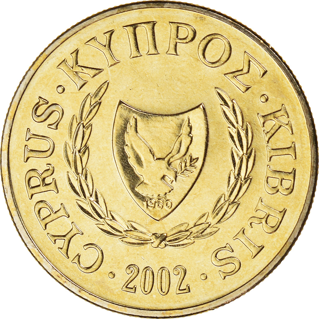 Coin, Cyprus, 10 Cents, 2002, MS(60-62), Nickel-brass, KM:56.3