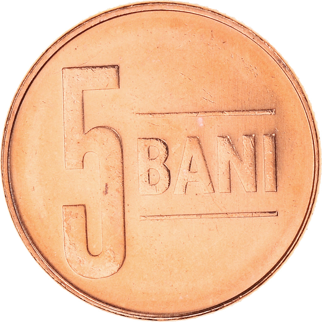 Coin, Romania, 5 Bani, 2005, Bucharest, MS(60-62), Copper Plated Steel, KM:190