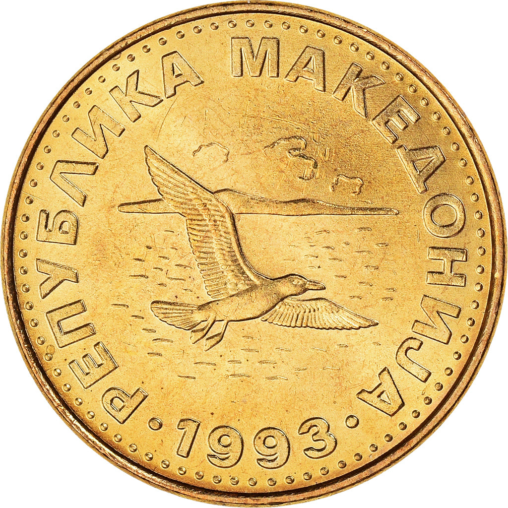 Coin, Macedonia, 50 Deni, 1993, MS(60-62), Brass, KM:1
