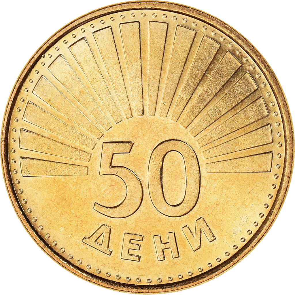 Coin, Macedonia, 50 Deni, 1993, MS(60-62), Brass, KM:1