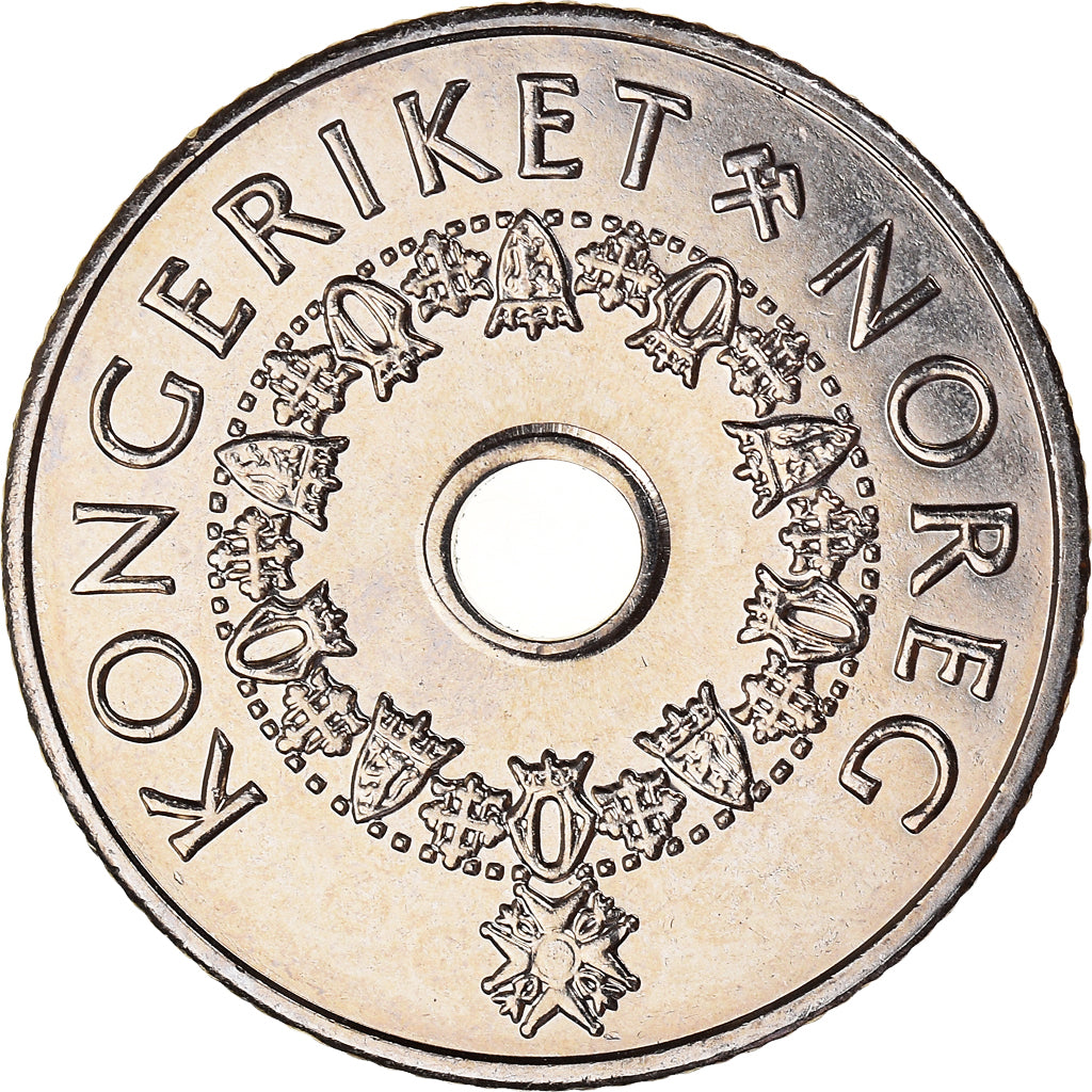 Moneta, Norvegia, Harald V, 5 Kroner, 2007, SPL-, Rame-nichel, KM:463