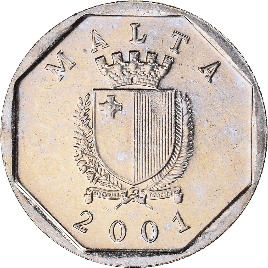 Coin, Malta, 5 Cents, 2001, AU(55-58), Nickel