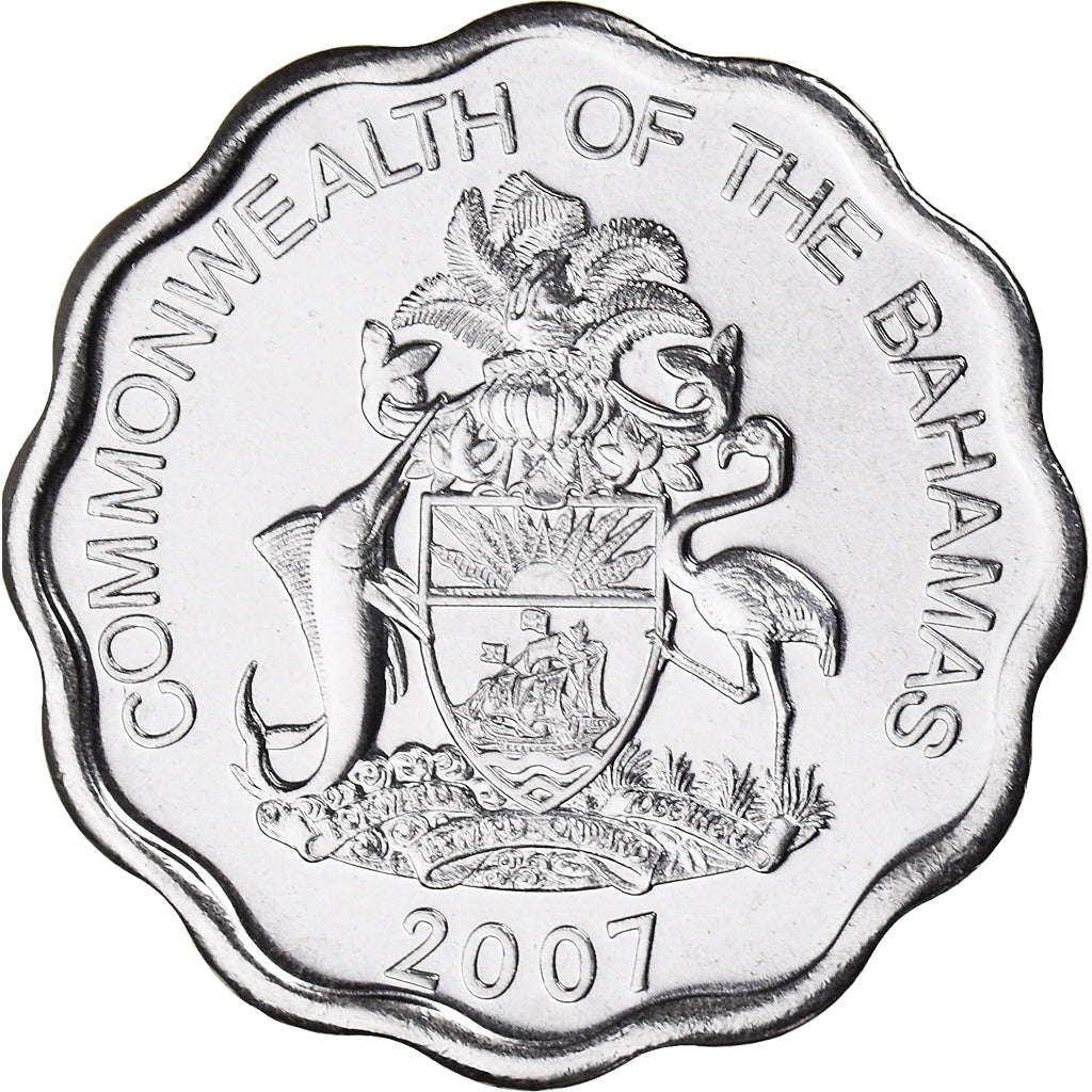 Coin, Bahamas, Elizabeth II, 10 Cents, 2007, Franklin Mint, MS(63)