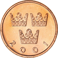 Coin, Sweden, Carl XVI Gustaf, 50 Öre, 2001, MS(63), Bronze, KM:878