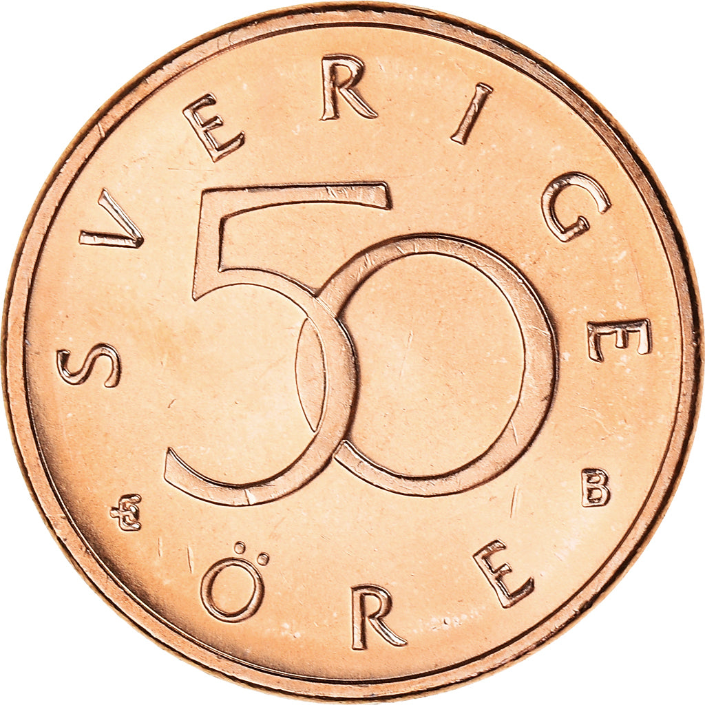 Coin, Sweden, Carl XVI Gustaf, 50 Öre, 2001, MS(63), Bronze, KM:878