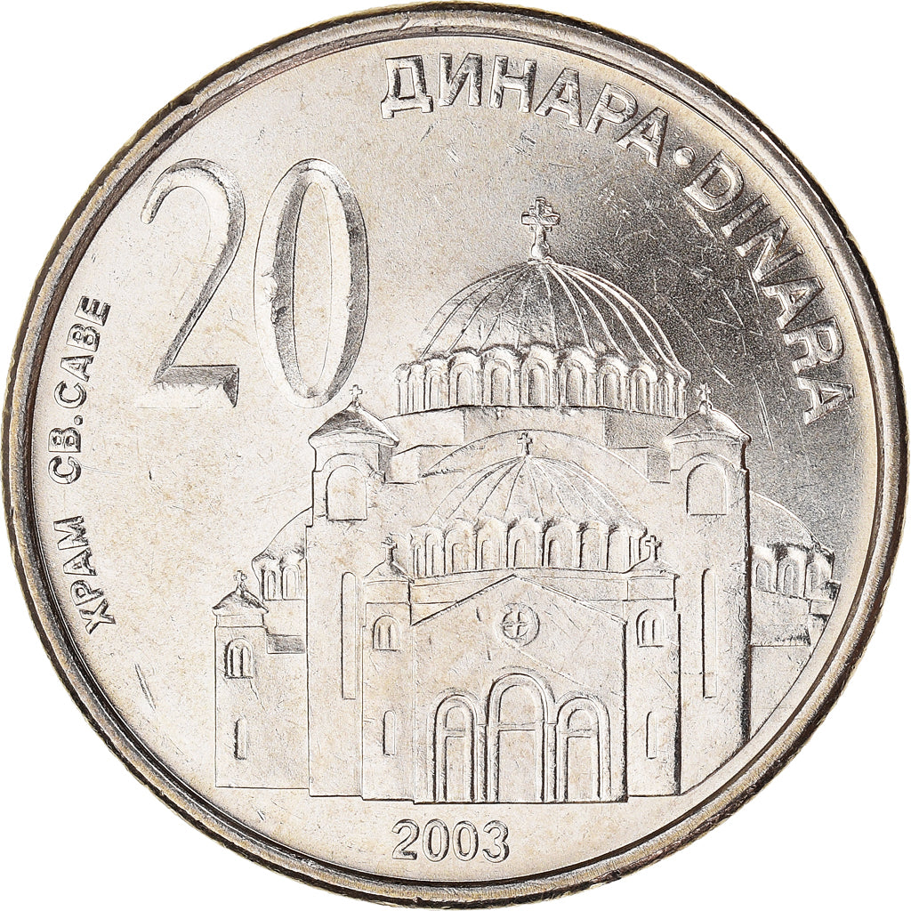 Monnaie, Serbie, 20 Dinara, 2003, SUP+, Cuivre-Nickel-Zinc (Maillechort), KM:38