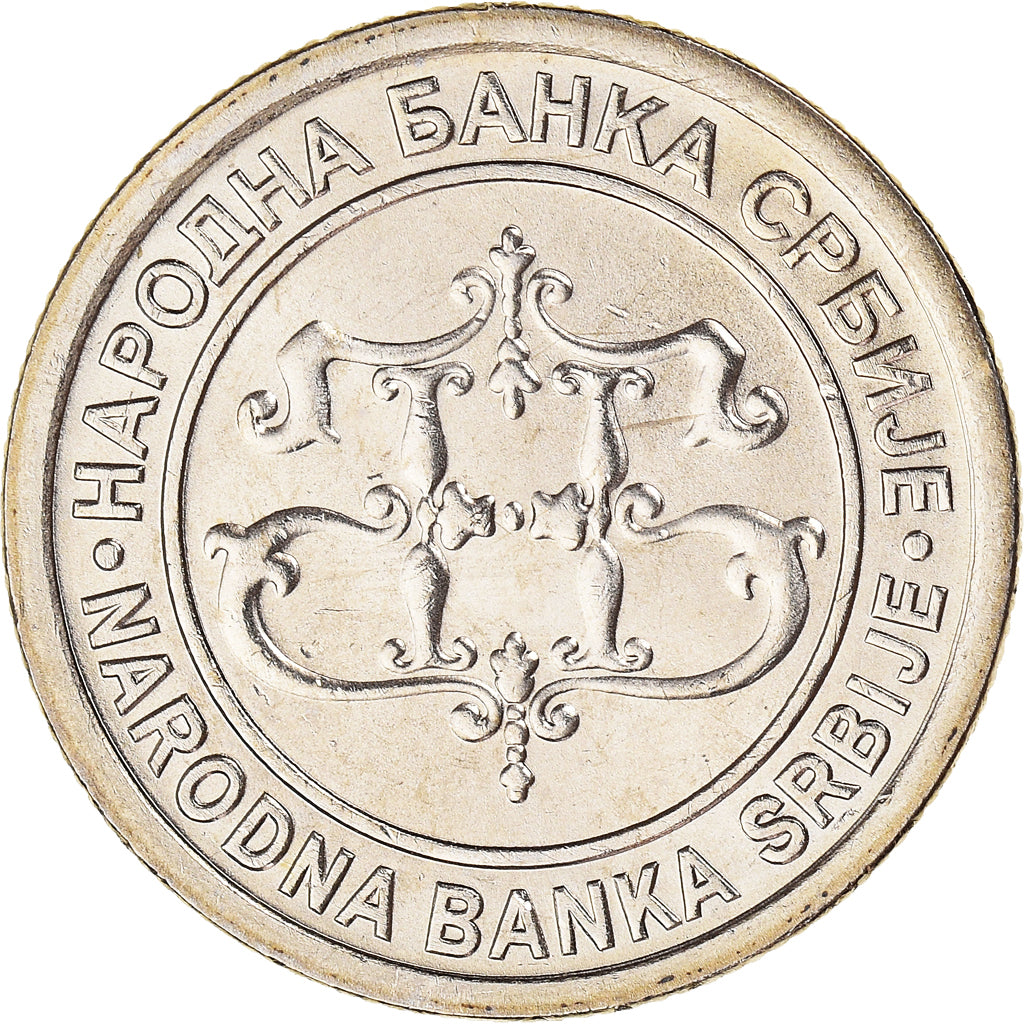 Coin, Serbia, 5 Dinara, 2003, MS(63), Copper-Nickel-Zinc, KM:36