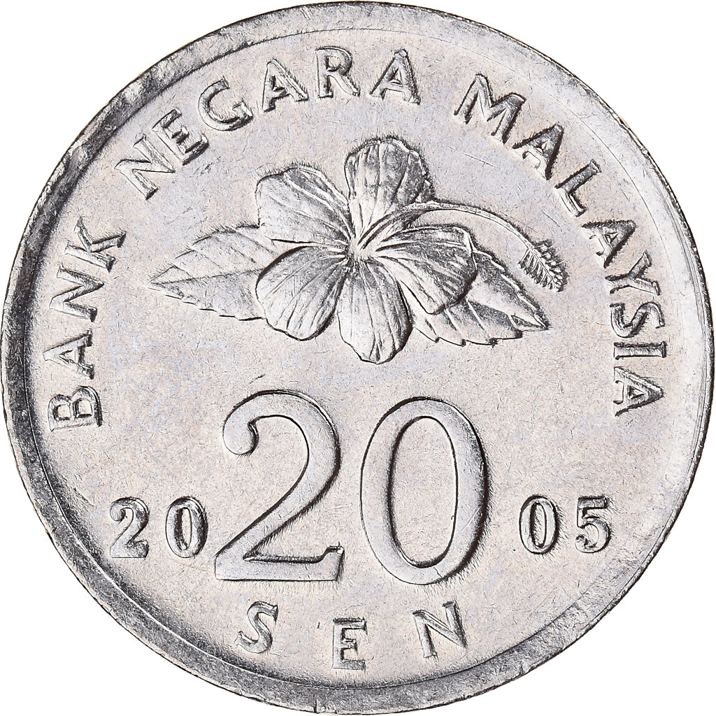 Coin, Malaysia, 20 Sen, 2005, AU(55-58), Copper-nickel, KM:52