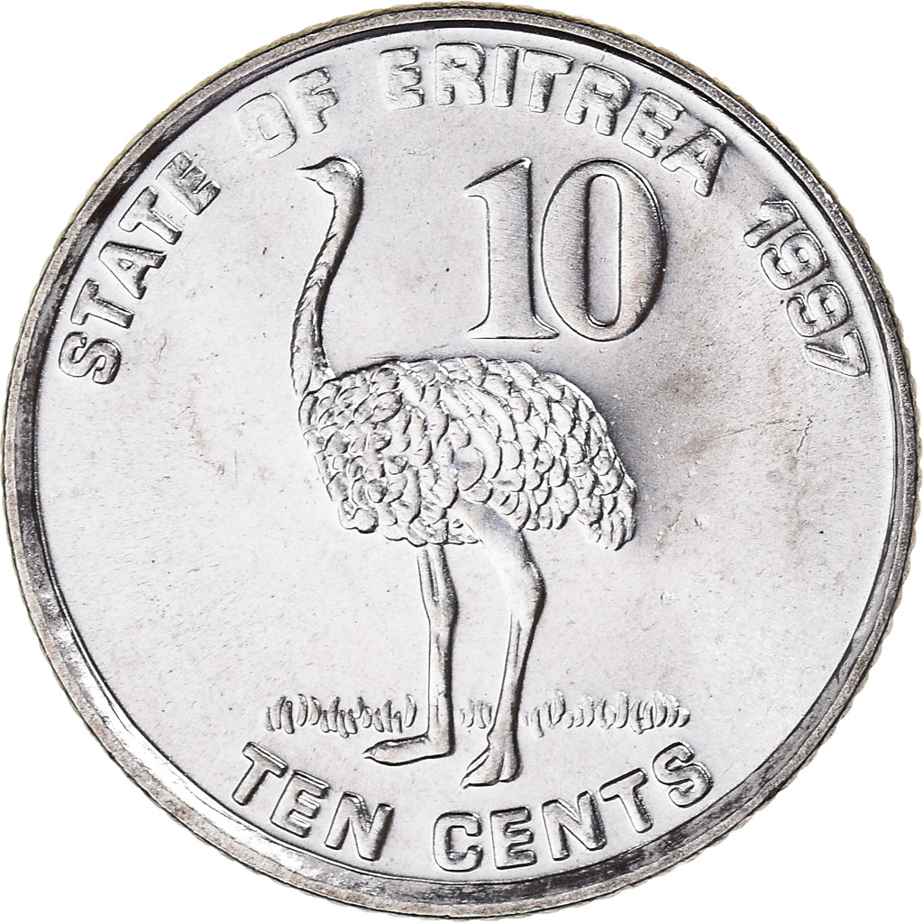 Coin, Eritrea, 10 Cents, 1997, MS(60-62), Nickel Clad Steel, KM:45