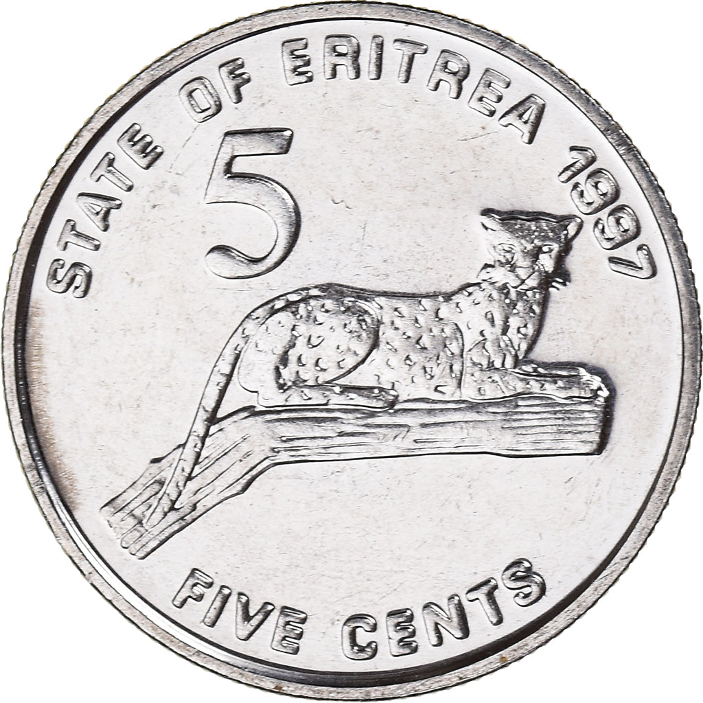 Coin, Eritrea, 5 Cents, 1997, AU(55-58), Nickel Clad Steel, KM:44