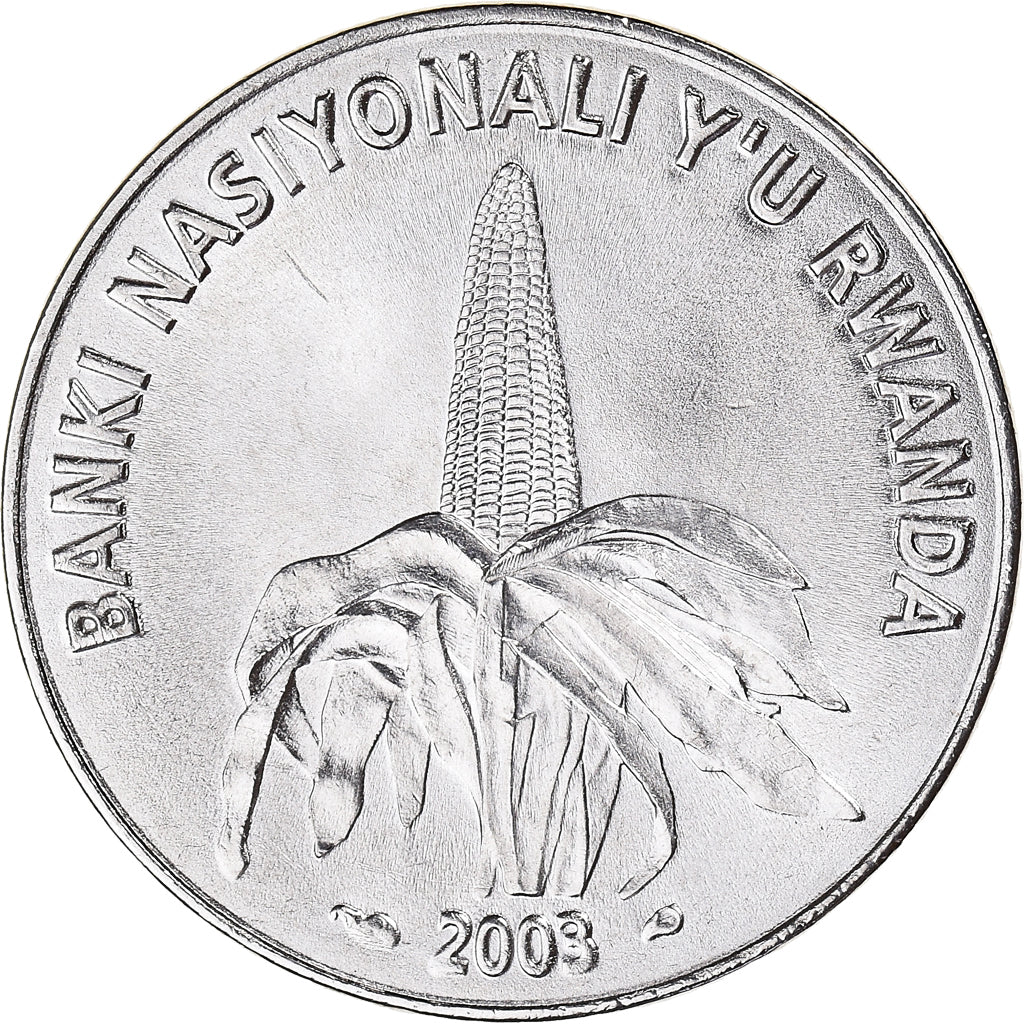 Moneta, Ruanda, 50 Francs, 2003, Paris, MS(63), Nickel platerowany stalą, KM:26