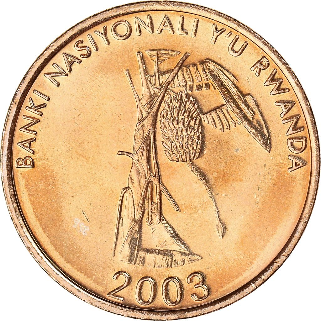 Munten, Rwanda, 10 Francs, 2003, PR, Brass plated steel, KM:24
