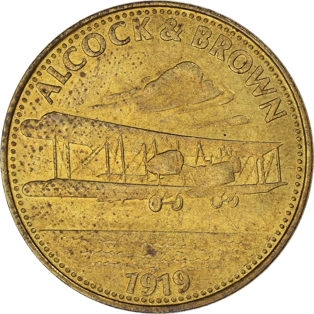 Francia, zeton, Collection Shell, Alcock and Brown, Aviation, MBC+, Bronce -