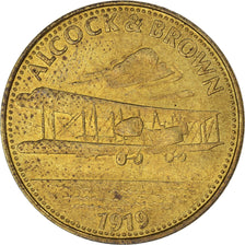 Francia, zeton, Collection Shell, Alcock and Brown, Aviation, MBC+, Bronce -