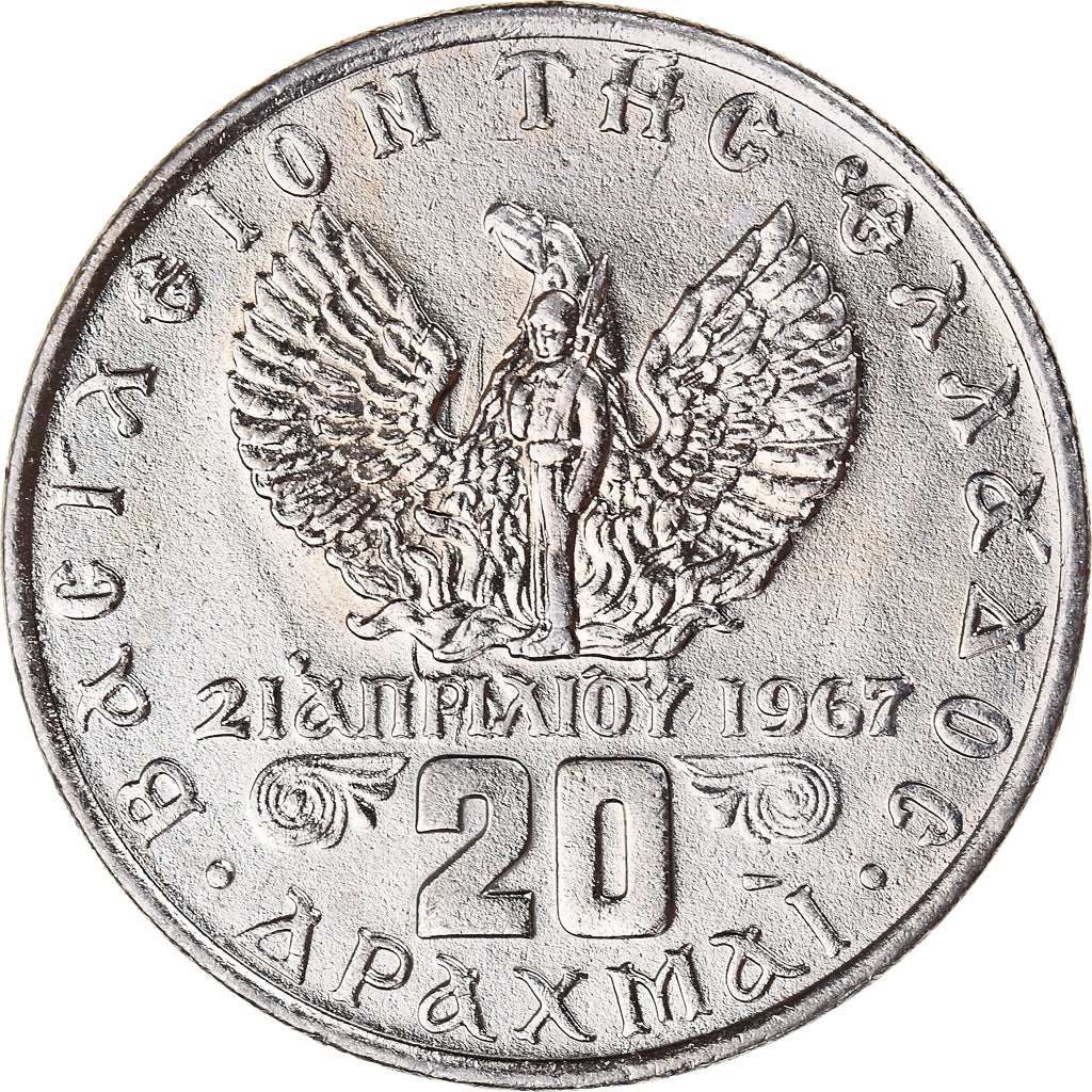Moneta, Grecia, Constantine II, 20 Drachmai, 1973, BB, Rame-nichel, KM:111