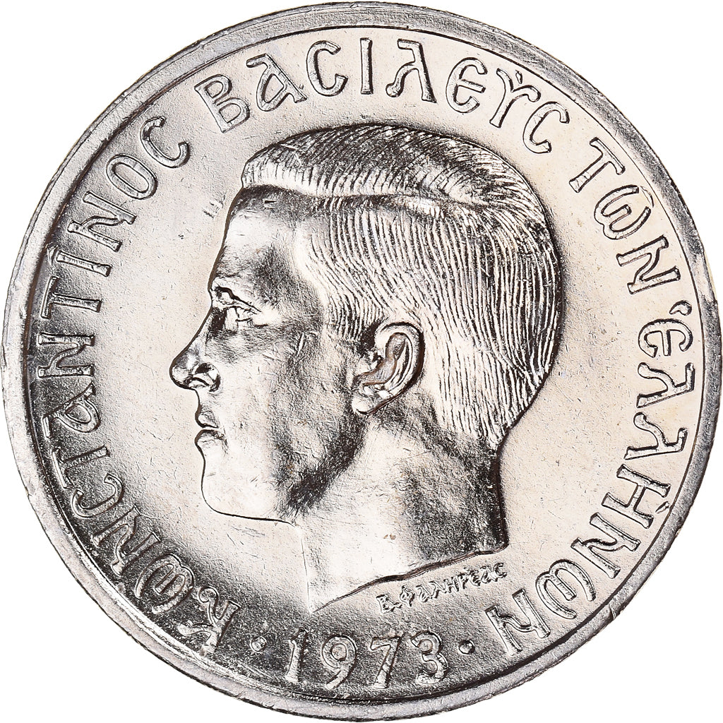 Münze, Griechenland, Constantine II, 10 Drachmai, 1973, SS+, Kupfer-Nickel