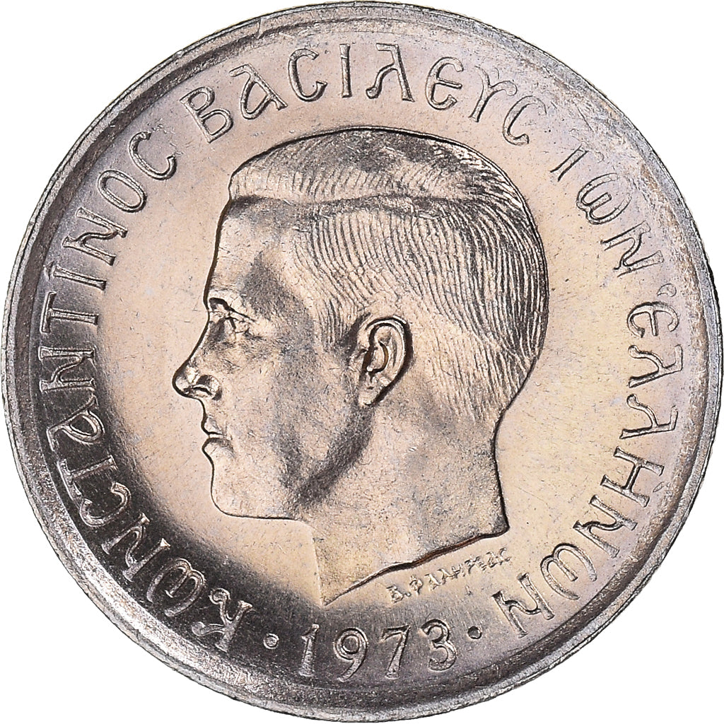 Coin, Greece, Constantine II, 50 Lepta, 1973, MS(63), Copper-nickel, KM:97.1