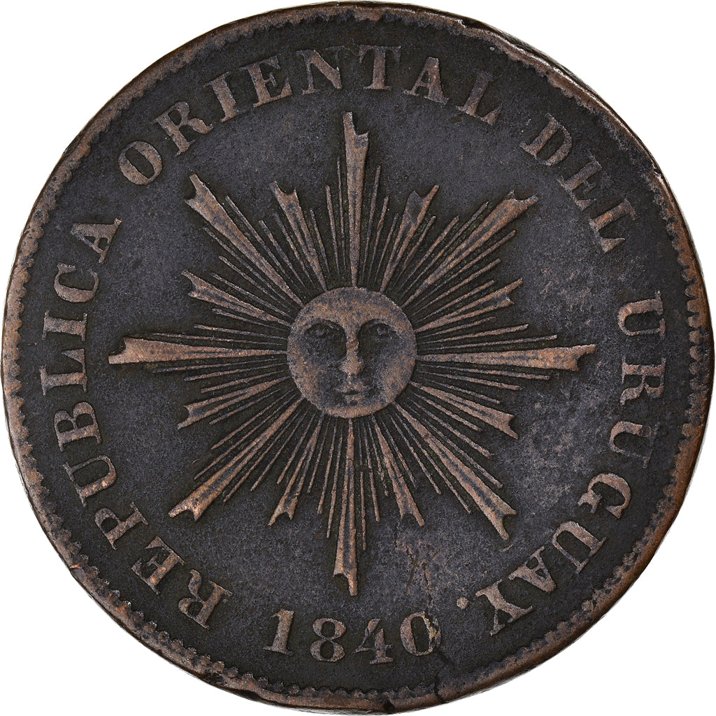 Moneta, Uruguay, 20 Centesimos, 1840, BB, Rame, KM:2.1