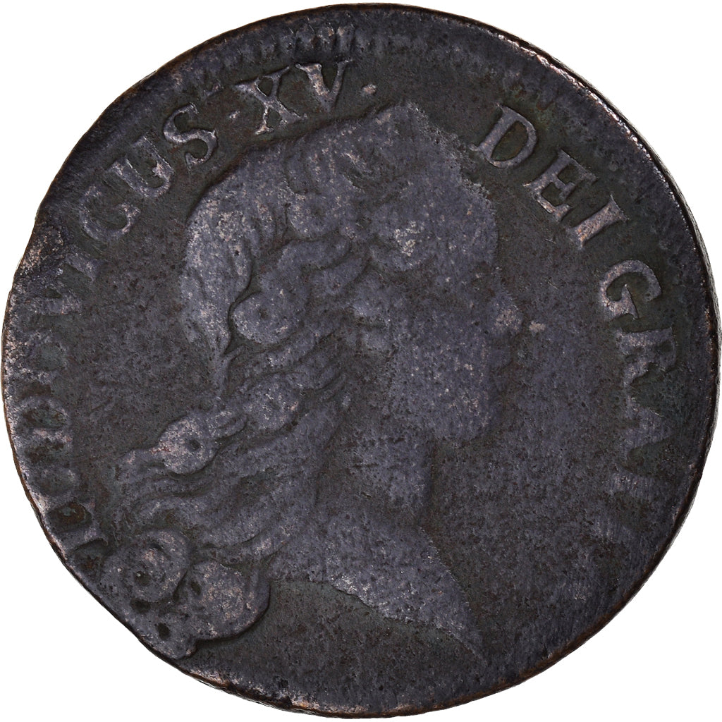 Coin, France, Louis XV, Sol au buste enfantin, Sol, 1719, Strasbourg, VF(20-25)