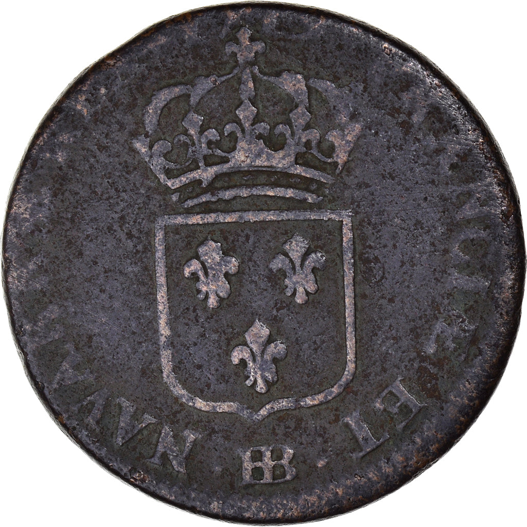 Coin, France, Louis XV, Sol au buste enfantin, Sol, 1719, Strasbourg, VF(20-25)