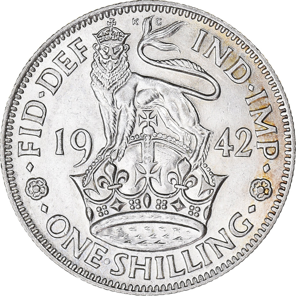 Coin, Great Britain, George VI, Shilling, 1942, AU(50-53), Silver, KM:854