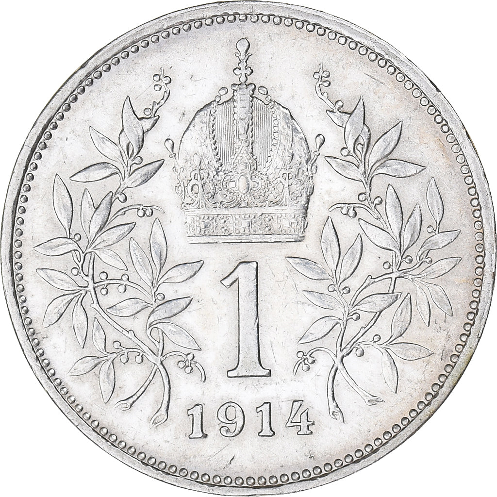 Munten, Hongarije, Franz Joseph I, Korona, 1914, Budapest, ZF+, Zilver, KM:492
