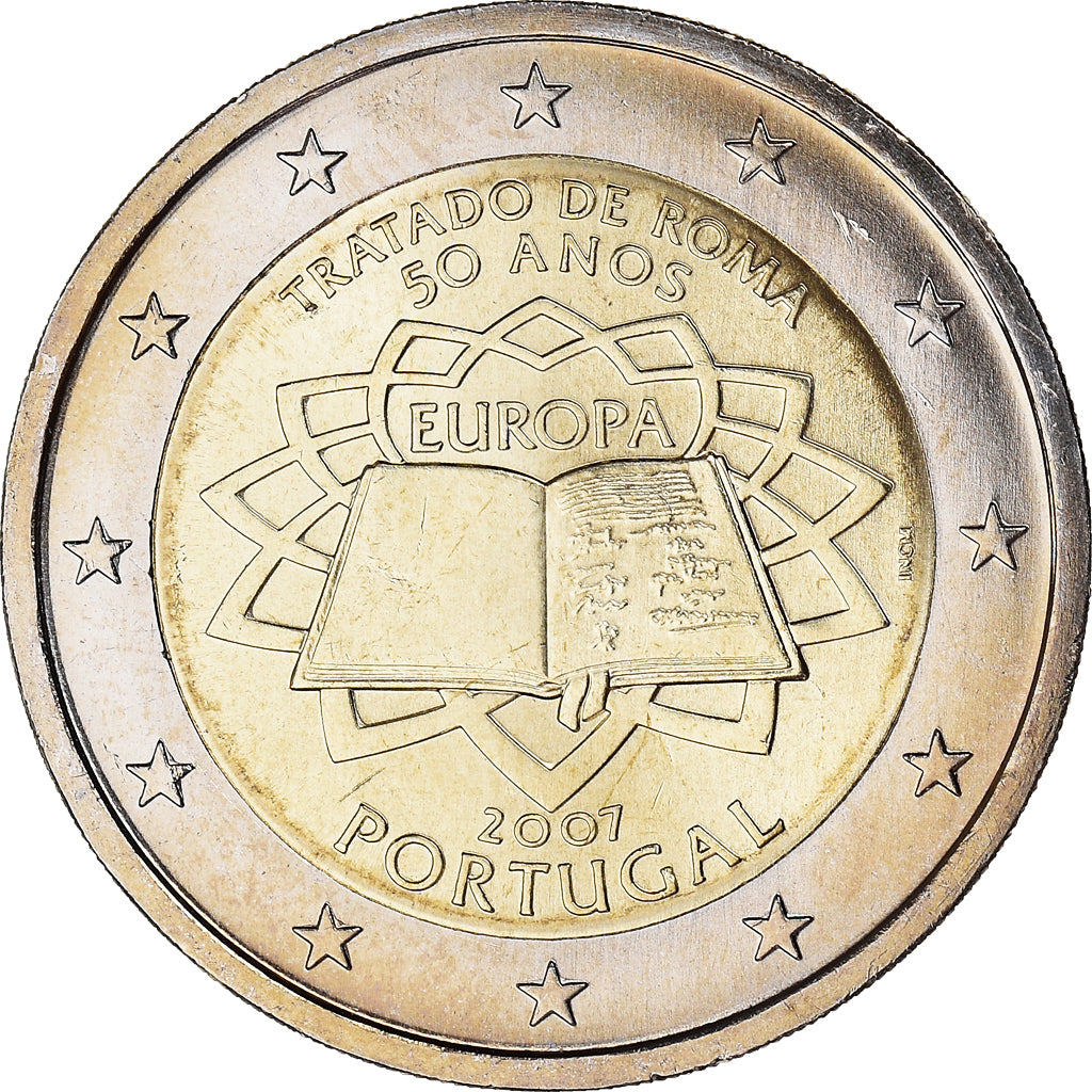 Portugal, 2 Euro, Traité de Rome 50 ans, 2007, Lisbon, MS(64), Bi-Metallic