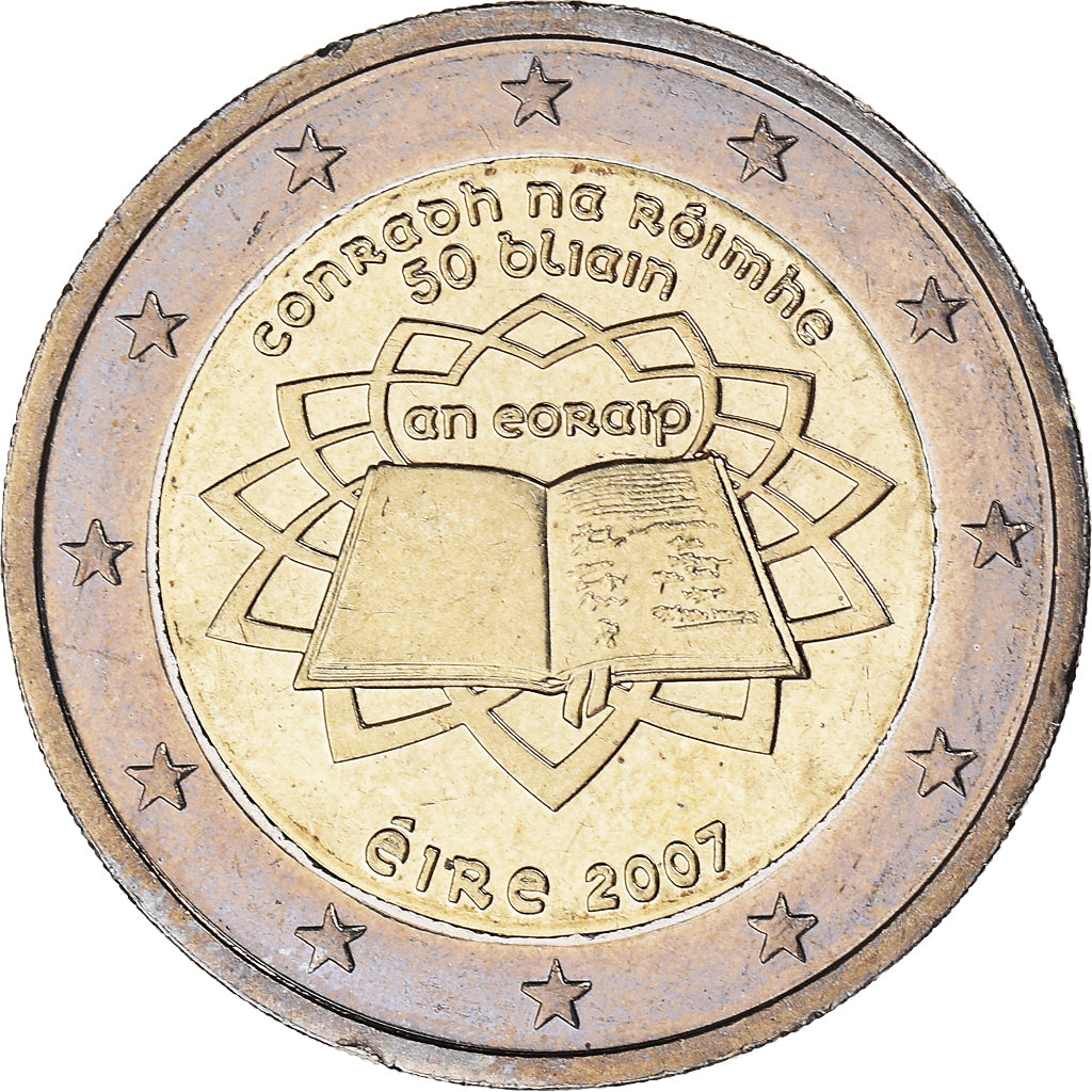 IRELAND REPUBLIC, 2 Euro, Traité de Rome 50 ans, 2007, MS(60-62), Bi-Metallic