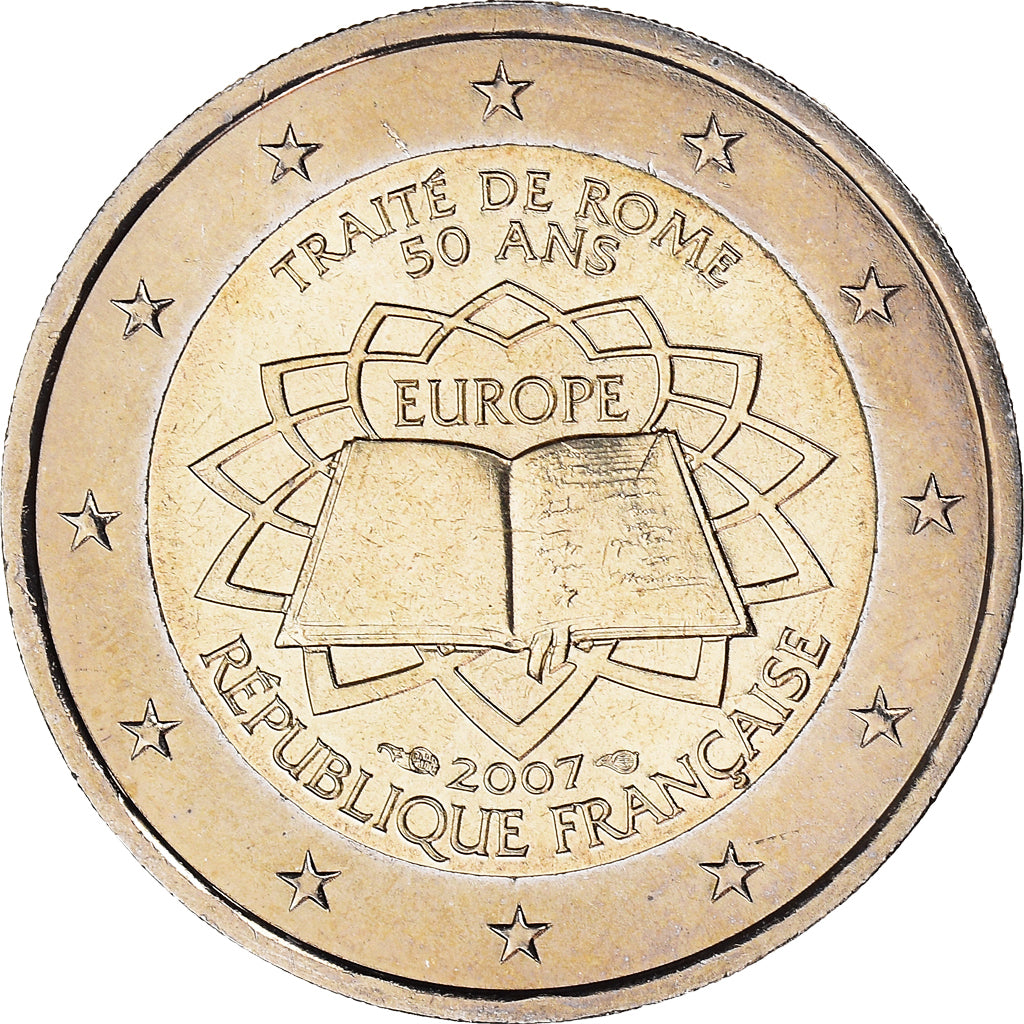 Frankreich, 2 Euro, Traité de Rome 50 ans, 2007, Paris, UNZ+, Bi-Metallic