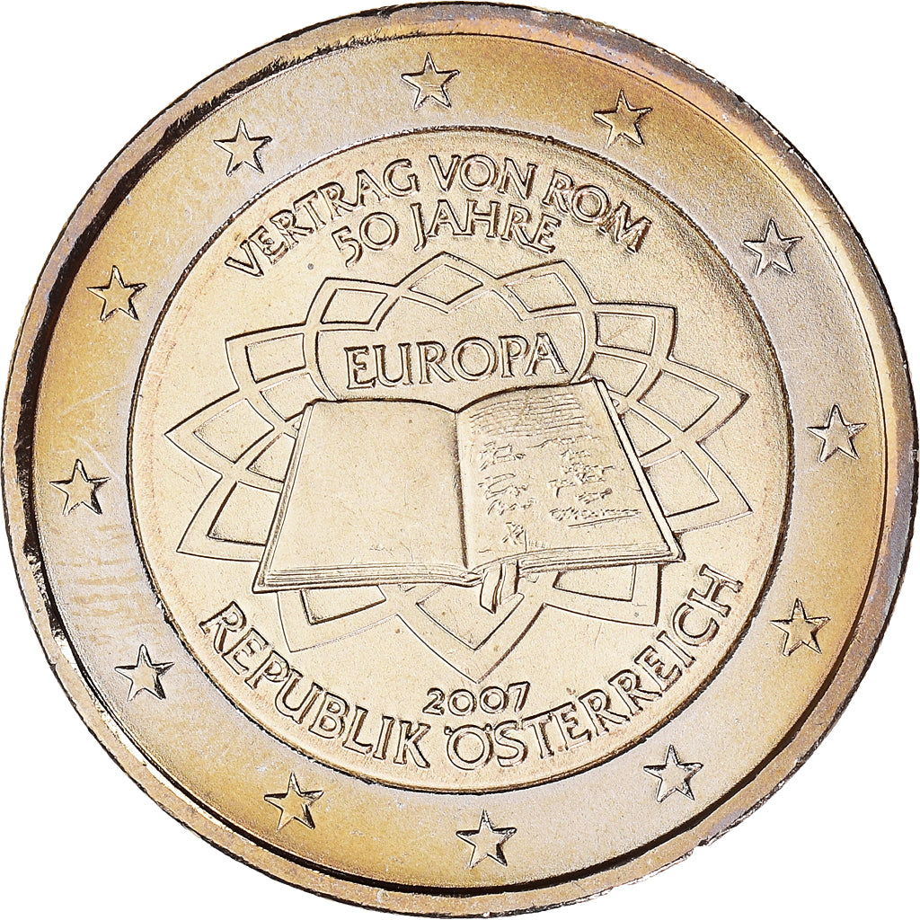 Austria, 2 Euro, Traité de Rome 50 ans, 2007, Vienna, SPL+, Bi-metallico