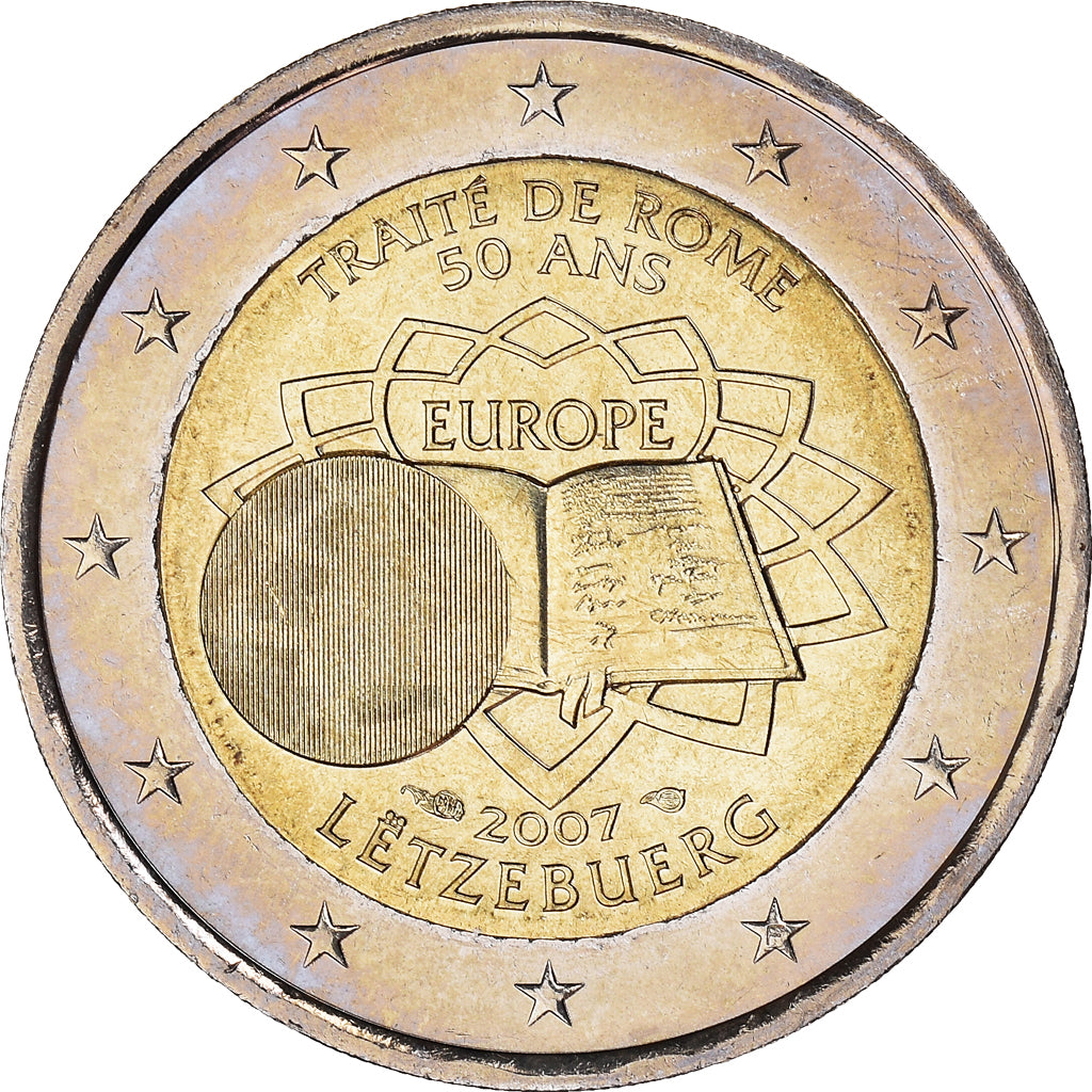 Luxembourg, 2 Euro, Traité de Rome 50 ans, 2007, Paris, MS(64), Bi-Metallic