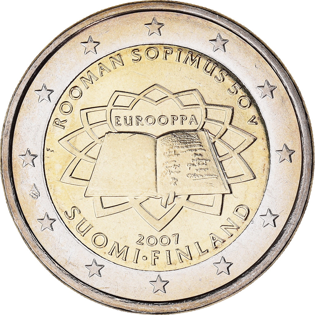 Finland, 2 Euro, Traité de Rome 50 ans, 2007, Vantaa, MS(64), Bi-Metallic