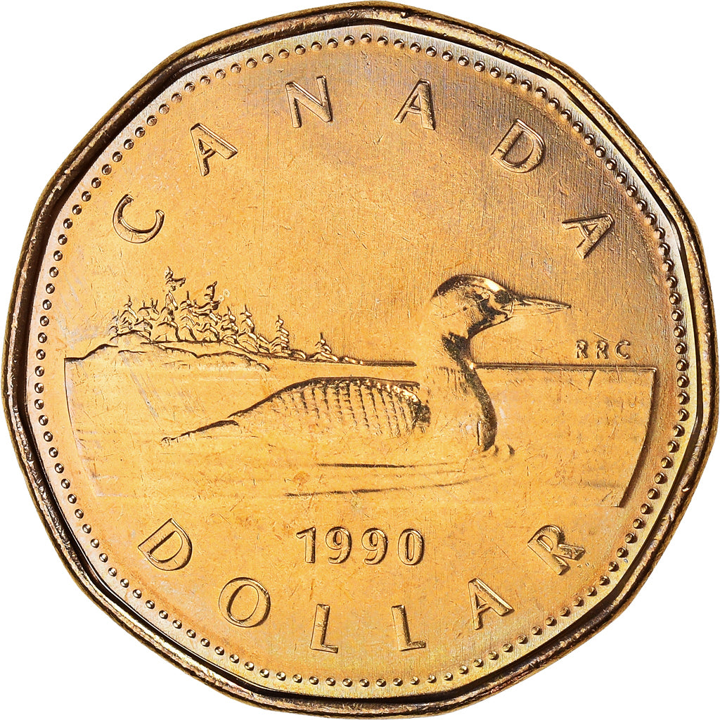 Coin, Canada, Elizabeth II, Dollar, 1990, Royal Canadian Mint, Ottawa