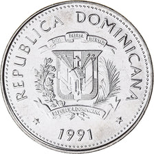 Monnaie, République Dominicaine, 25 Centavos, 1991, SPL, Nickel Clad Steel