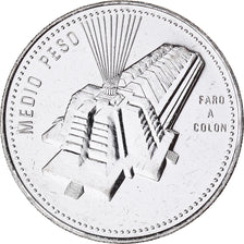 Munten, Dominicaanse Republiek, 1/2 Peso, 1990, PR, Nickel Clad Steel, KM:73.2