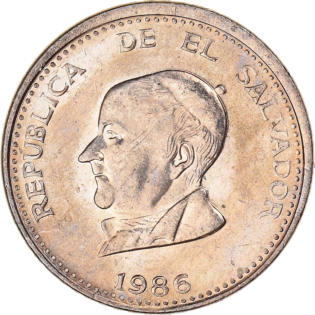 Moneta, El Salvador, 25 Centavos, 1986, Mexico City, Mexico, SPL, Rame-nichel