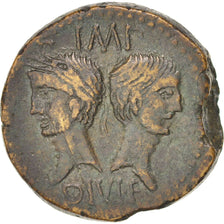Augustus with Agrippa, Dupondius, 10-14 AD, Nemausus, EF(40-45), Bronze, RIC:157