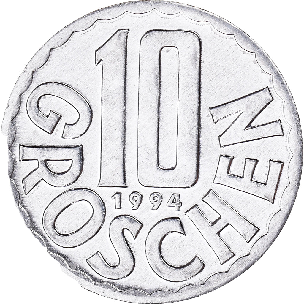 Coin, Austria, 10 Groschen, 1994, MS(63), Aluminum