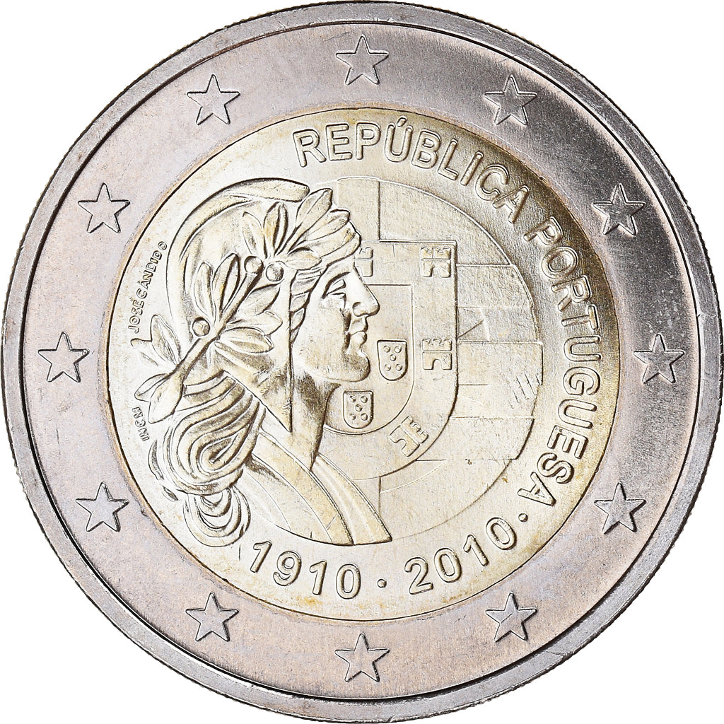 Portogallo, Portuguese Republic, 100th Anniversary, 2 Euro, 2010, Lisbon, SPL+
