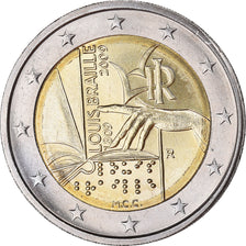 Italy, 2 Euro, Louis Braille, 2009, Rome, MS(64), Bi-Metallic, KM:310