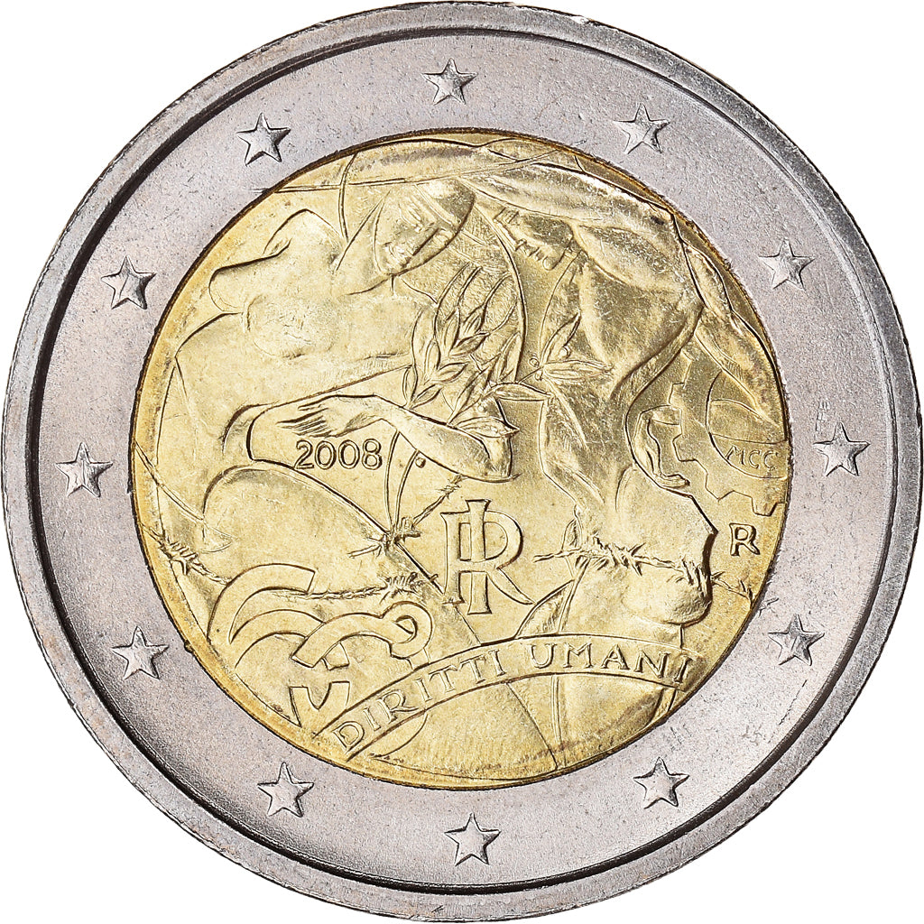 Italy, 2 Euro, Declaration of Rights, 2008, Rome, MS(65-70), Bi-Metallic, KM:301