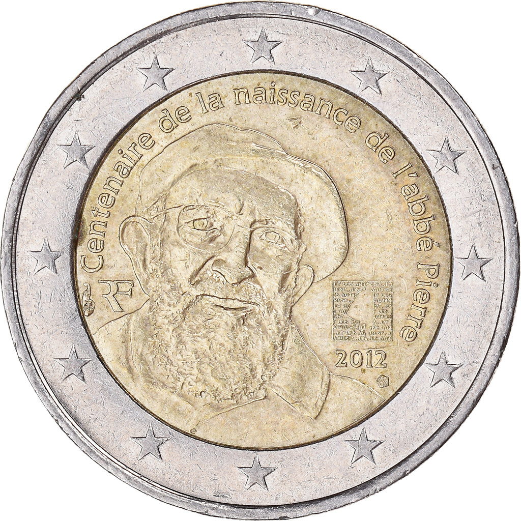 France, 2 Euro, 2012, Paris, Abbé Pierre, EF(40-45)