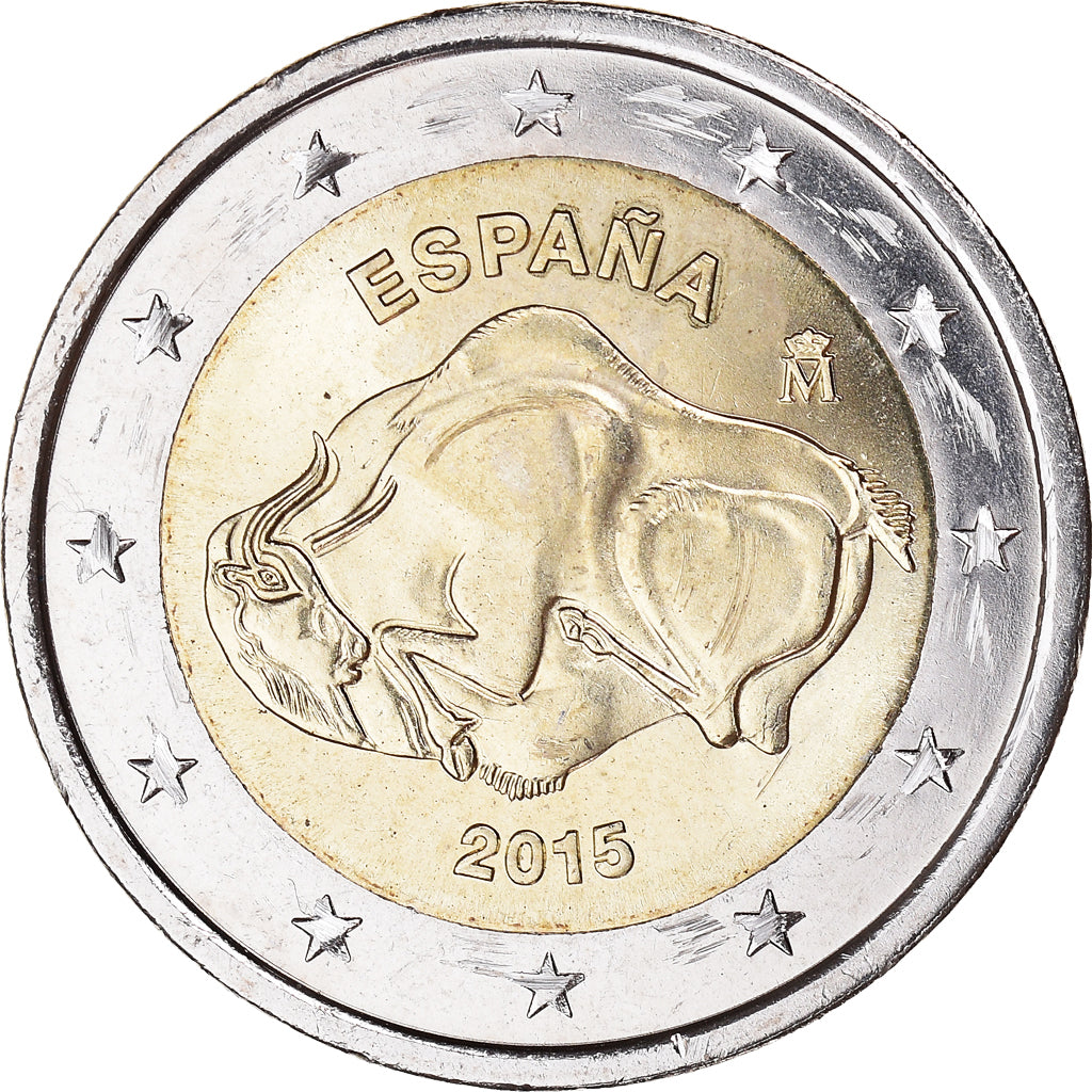 Spain, 2 Euro, Grotte d'Altamira, 2015, Madrid, MS(63), Bi-Metallic