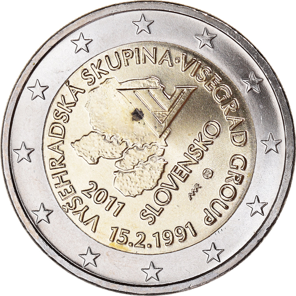 Slovakia, 2 Euro, Visegrad Group, 20th Anniversary, 2011, Kremnica, MS(63)