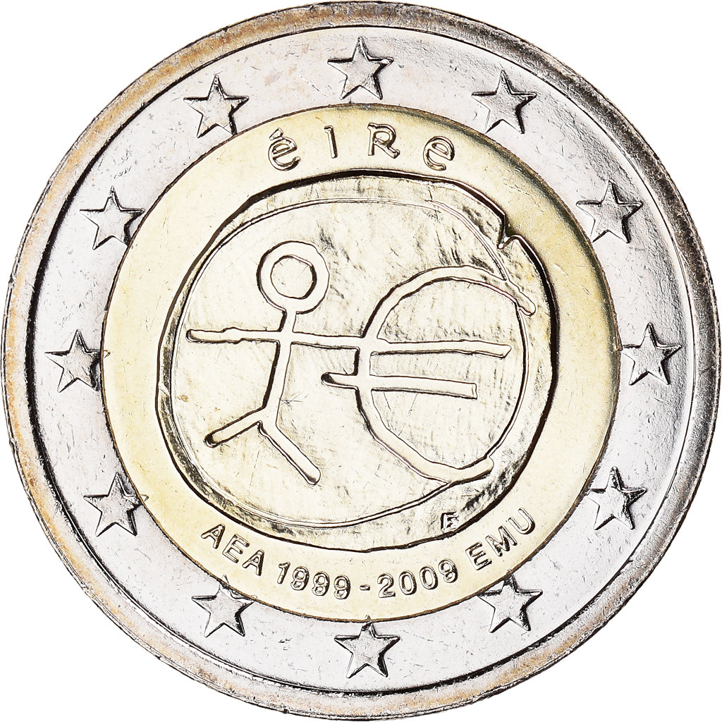 REPUBBLICA D’IRLANDA, 2 Euro, EMU, 10th Anniversary, 2009, SPL+, Bi-metallico