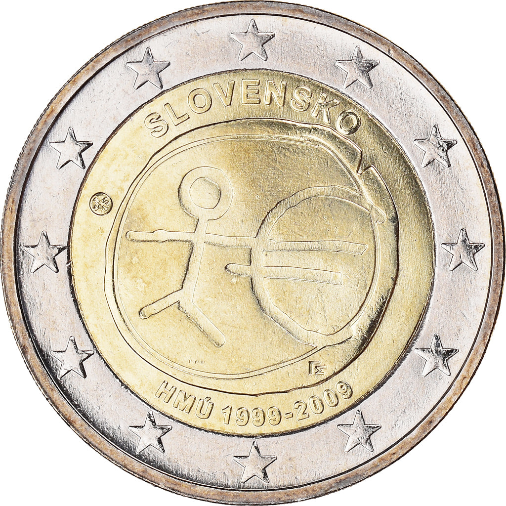 Slovakia, 2 Euro, EMU 10th Anniversary, 2009, Kremnica, MS(64), Bi-Metallic