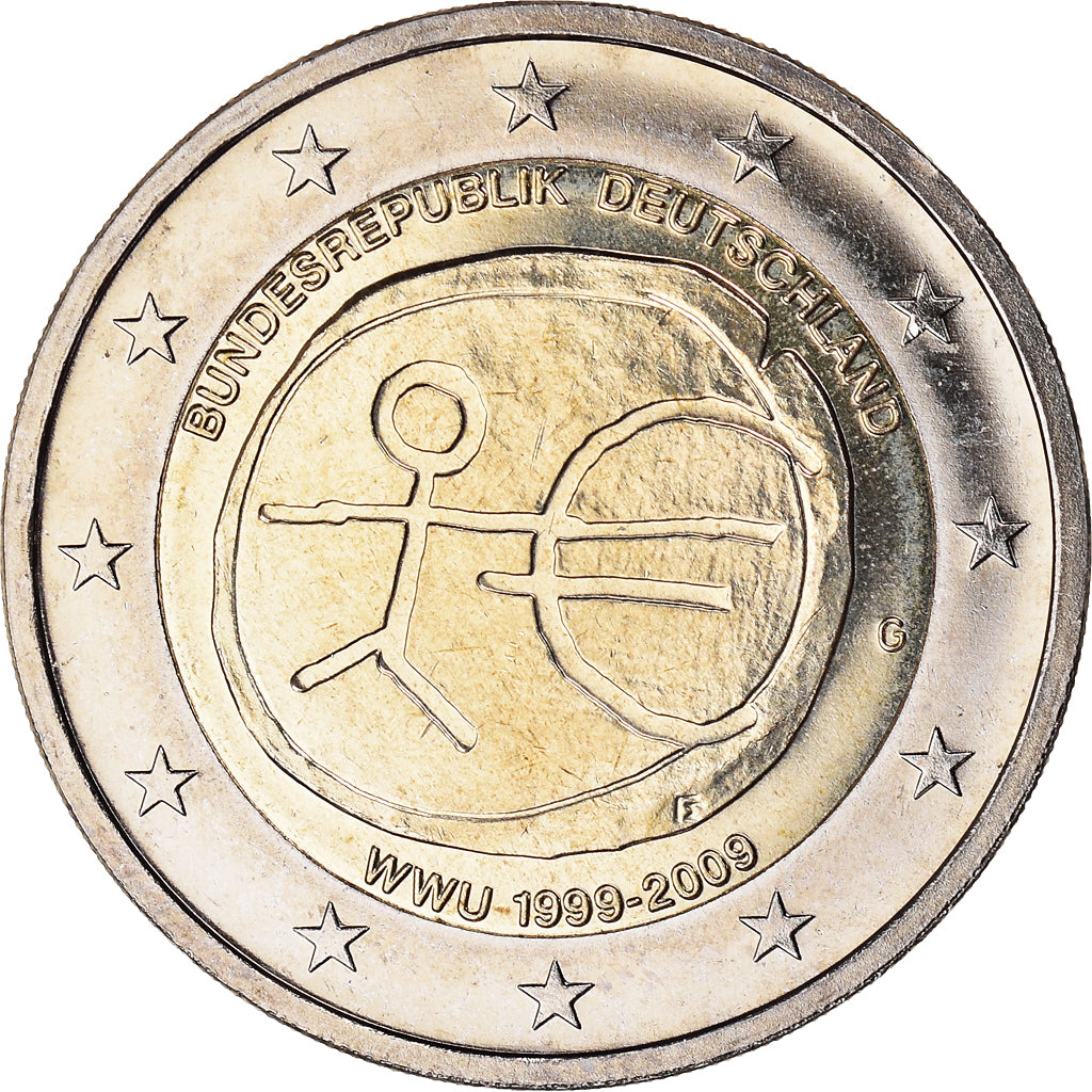 Germania, 2 Euro, EMU, 2009, Karlsruhe, SPL, Bi-metallico, KM:277