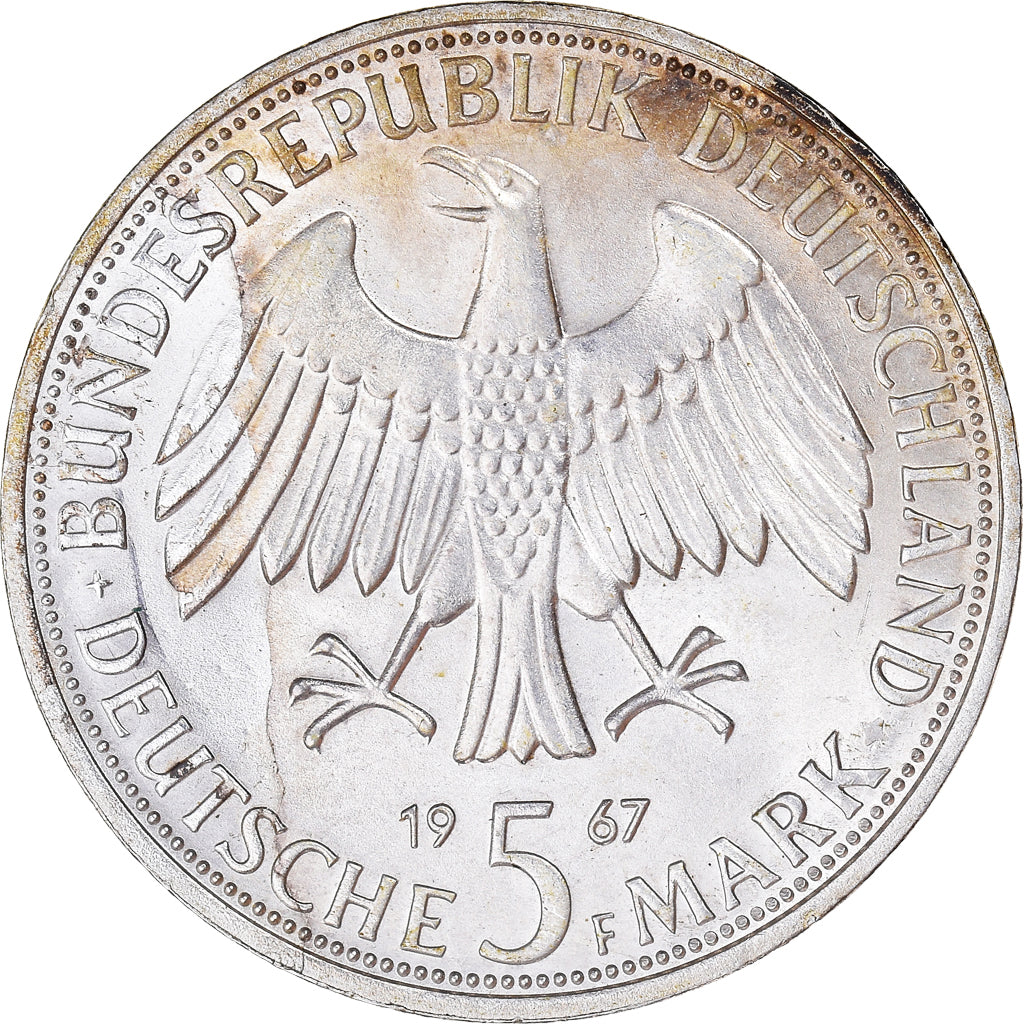 Coin, GERMANY - FEDERAL REPUBLIC, 5 Mark, 1967, Stuttgart, Germany, EF(40-45)