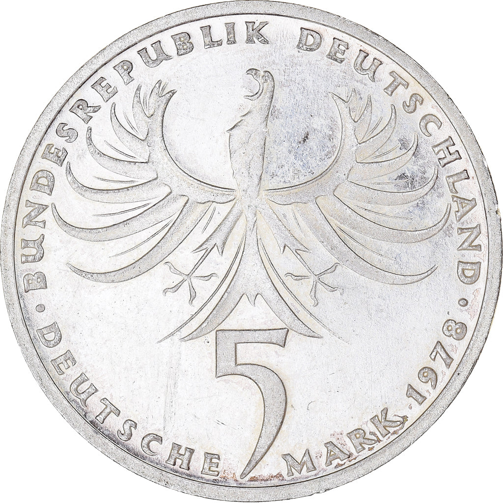 Coin, GERMANY - FEDERAL REPUBLIC, 5 Mark, 1978, Stuttgart, Germany, AU(55-58)
