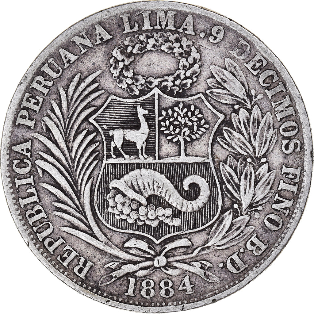 Münze, Peru, SOUTH PERU, Sol, 1884, Santiago, SS, Silber, KM:196.19